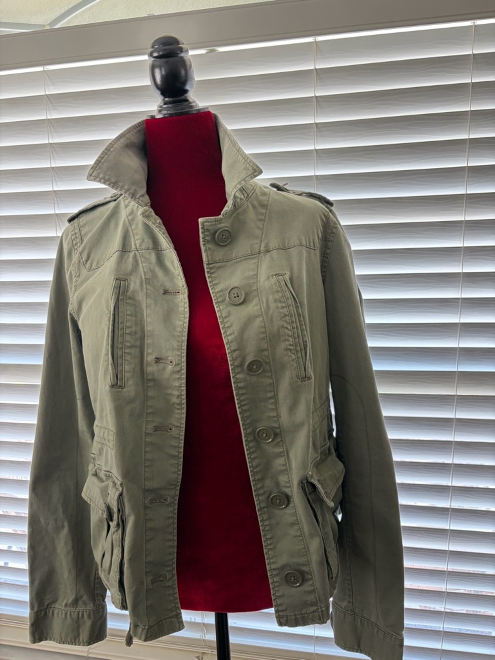 Pre-owned Calvin Klein Olive Military-Style Women's Jacket